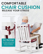 SERWALL HDPE Outdoor Rocking Chair Cushion Set of 2, Memory Foam Cushion Red White - Image 4