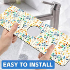 Abstract Watercolor Leaves Sink Faucet Absorbing Mat Sink Splash Guard Faucet - Image 6