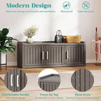 2-Tier Storage Bench, Waterproof UV-Resistant Outdoor Shoe Storage Cabinet with 3 Doors & Adjustable Shelves for Indoor Outdoor Entryway, Hallway, Living Room (Grey) - Image 4