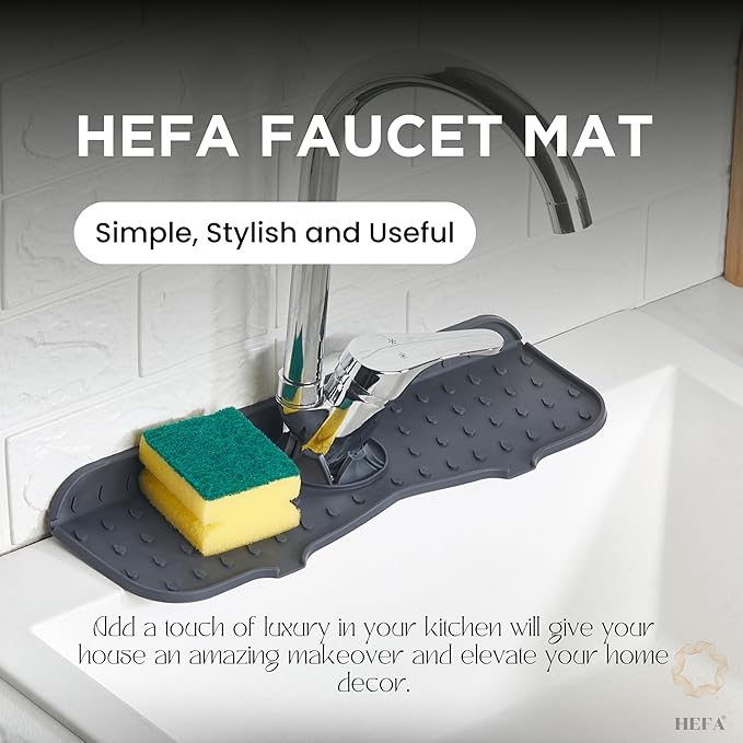 HEFA Faucet Splash Guard 14.50" x 5.50", Ø 2.45 – Silicone Faucet Mat - Image 6