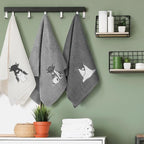 3 Pcs Highland Cow Hand Towels Bathroom Decor Highland Cow White and Gray - Image 4