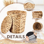 Ctosree 2 Pcs Wicker Trash Can Basket Woven Waste Basket - Image 4