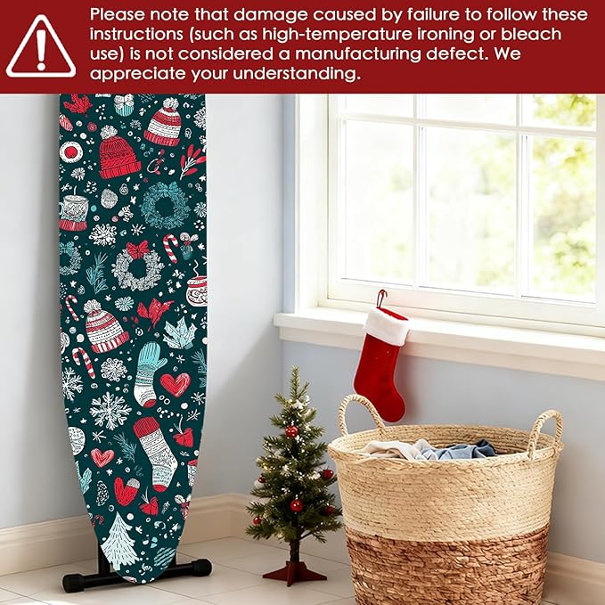 Nuxovilar Ironing Board Cover Winter Hats and Mittens Pattern Polyester 15x54 - Image 6