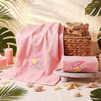 2 Pcs Beach Chair Hand Towels Pink Bathroom Decor 14x29 Inch Embroidered 100% - Image 2