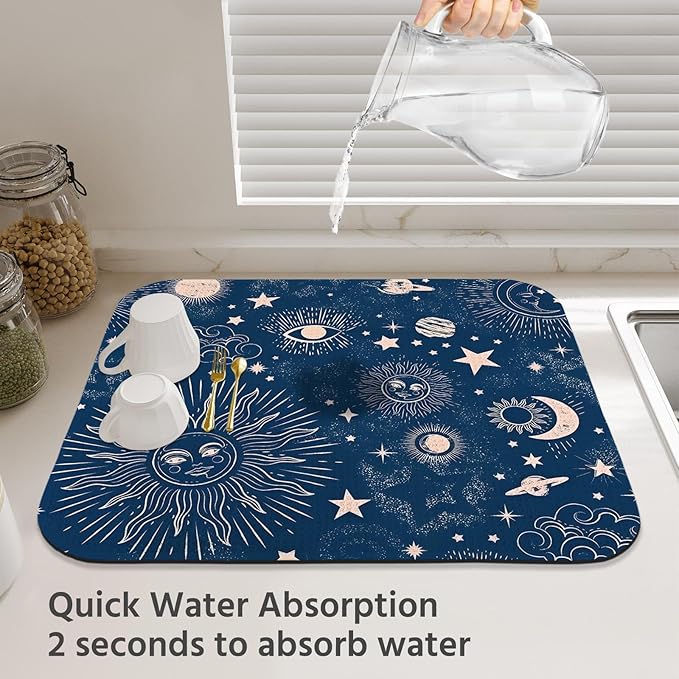Dish Drying Mat for Kitchen Counter 18x24 Inch, Super Absorbent Dish Drainer Mat - Image 3