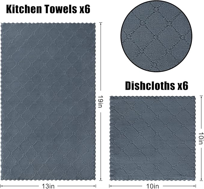 Homaxy Kitchen Towels and Dishcloths Set, 10 x 10 and 13 x 19 Inches, No Lint - Image 6