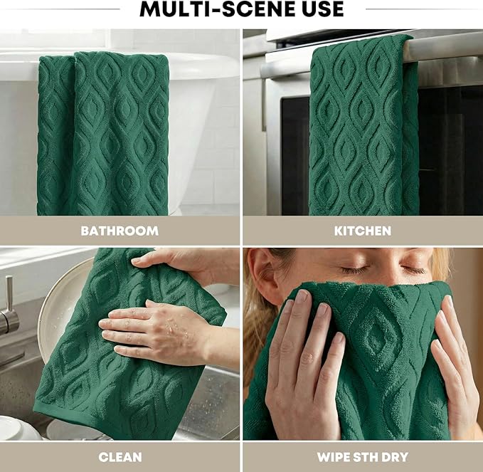 Artoid Mode 1 Pc Dark Green 3D Diamond Grid Jacquard Hand Towels - Image 6
