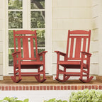 LUE BONA Outdoor Rocking Chairs Set of 2, HDPS Porch Rocker with High Back, Plastic Weather Resistant Rocking Chairs for Outdoor Indoor, Garden, Backyard, 350lb, Bright Red - Image 3