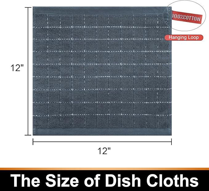 Mordimy 100% Cotton Terry Cloth Dish Cloths, Soft and Absorbent Checkered Dish - Image 6