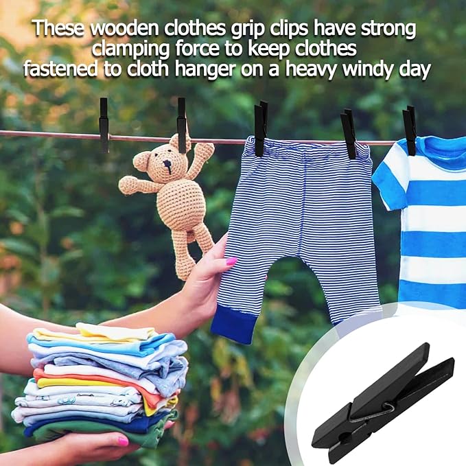 Bivethoi 2.9 Inch Clothes Pins, Strong Grip Close Pins Birchwood Clips - Image 5