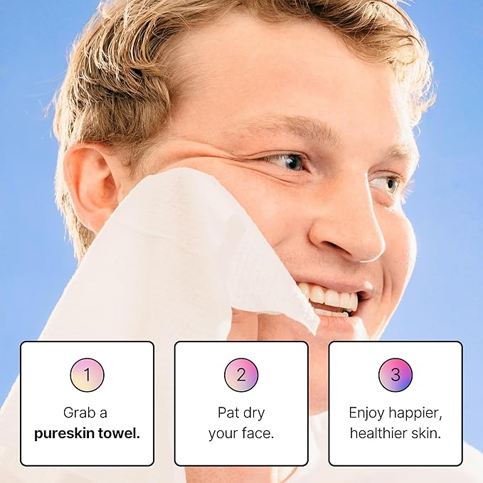 pureskin Daily Clean Facial Towels, 100% Biodegradable Pure Cotton, Premium - Image 3