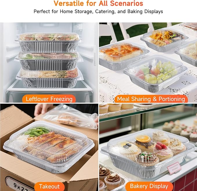 Aluminum Pans with Clear Lids 9x13-10 Pack Aluminum Foil Pans, Heavy Duty - Image 5