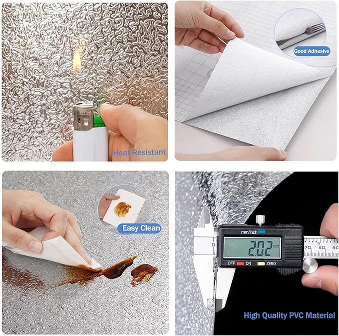 Kitchen Backsplash Wallpaper Peel and Stick Aluminum Foil Contact Paper Self - Image 5