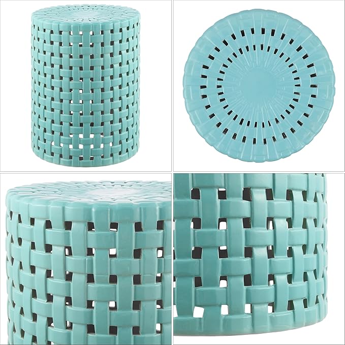 SAFAVIEH Home Collection Sayre Robins Egg Blue Ceramic 18-inch Decorative Accent Garden Stool for Living Room, Bathroom, Patio, Side Table, Plant Stand (Fully Assembled) - Image 7