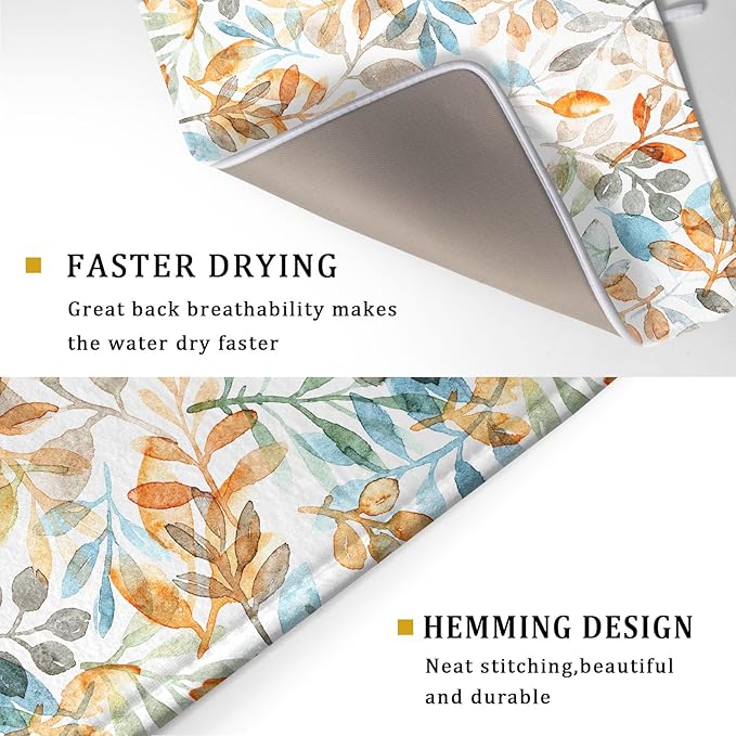 Fall Eucalyptus Leaf Dish Drying Mat 18 x 24 Inch - Image 3