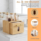 BSSN Face Towels Holder with Glass Cotton Balls Holders, Disposable Towelettes - Image 3