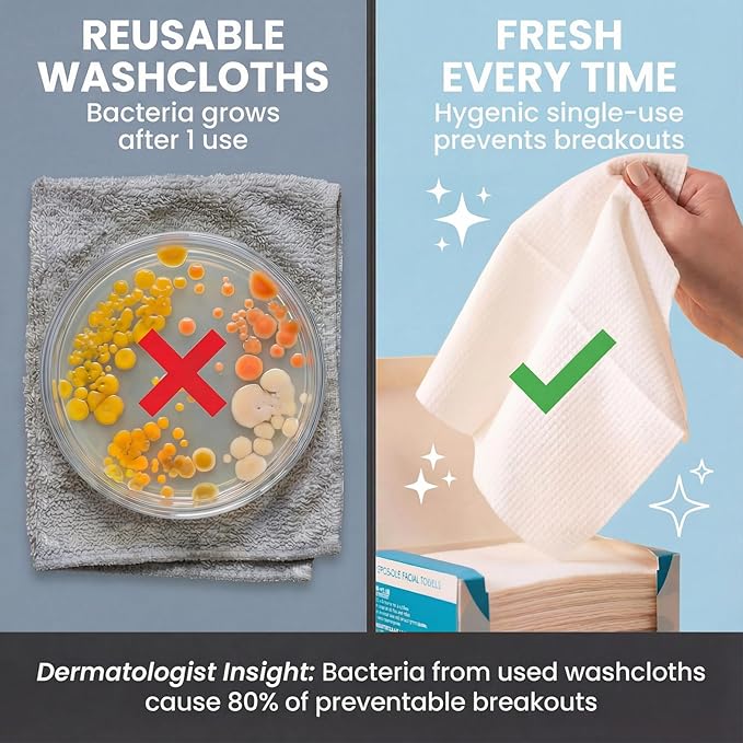 Disposable Face Towels XL 10x12-100% Viscose Eucalyptus Biodegradable Clean - Image 2