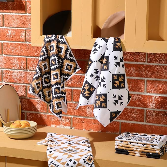 Breling Set of 6 Western Aztec Kitchen Towels Vintage Themed Dish Towel - Image 6