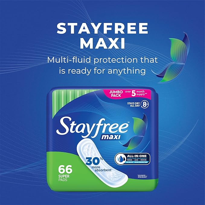 Stayfree Maxi Pads for Women, Super - Image 11