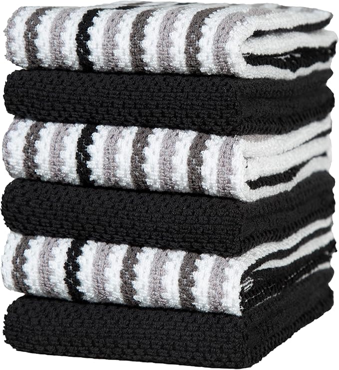 Premium Kitchen Towels | Large Cotton Kitchen Hand Towels | Popcorn Striped by BumbleTowels