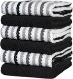 Premium Kitchen Towels | Large Cotton Kitchen Hand Towels | Popcorn Striped by BumbleTowels