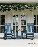 Oversized Rocking Chair Outdoor, High Back Porch Rocker Chair, HDPE All Weather Resistant Rocking Chairs for Patio, 380lbs Weight Capacity, Navy Blue - Image 2