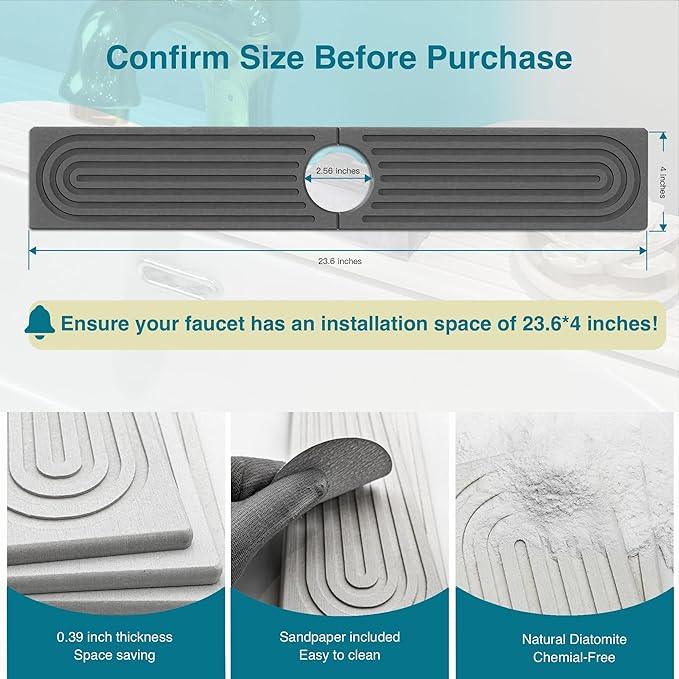 Faucet Mat for Kitchen Sink, Stone Drying Mat for Kitchen Counter, Stone Mat - Image 5