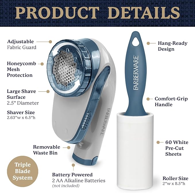 Farberware Fabric Shaver & Lint Remover Set–Battery Operated Sweater Shaver - Image 6