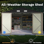 Patiowell 10x14 FT Outdoor Storage Shed, Large Metal Garden Shed with Lockable Door and Sloping Roof, Outside Steel Utility Tool Sheds for Backyard Lawn Garden Patio, Brown - Image 7