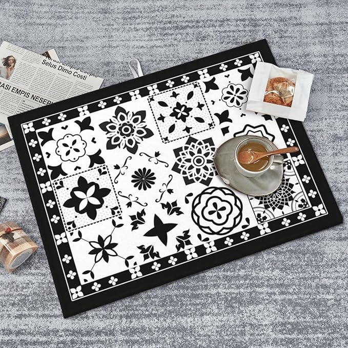 Retro Black Pattern Dish Drying Mat 18x24 - Image 8
