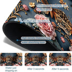 Gold Butterfly Kitchen Sink Splash Guard Faucet Mat Pink Floral Super Absorbent - Image 3