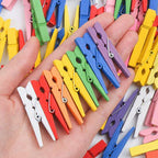 KIMOBER 100PCS Wooden Clothespins, Mixed Colored Craft Peg Pins Clips - Image 3