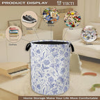Hydrangea Flowers Laundry Basket, Rustic Floral Clothes Hamper, Oxford Cloth - Image 4