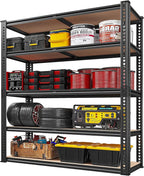 REIBII 40" W Garage Shelving 2500LBS Storage Shelves 72" H Metal Shelving 5 Tier Metal Shelves Adjustable Pantry Shelf for Garage Closet Kitchen Basement 40" W x 19.7''D x 72''H - Image 8
