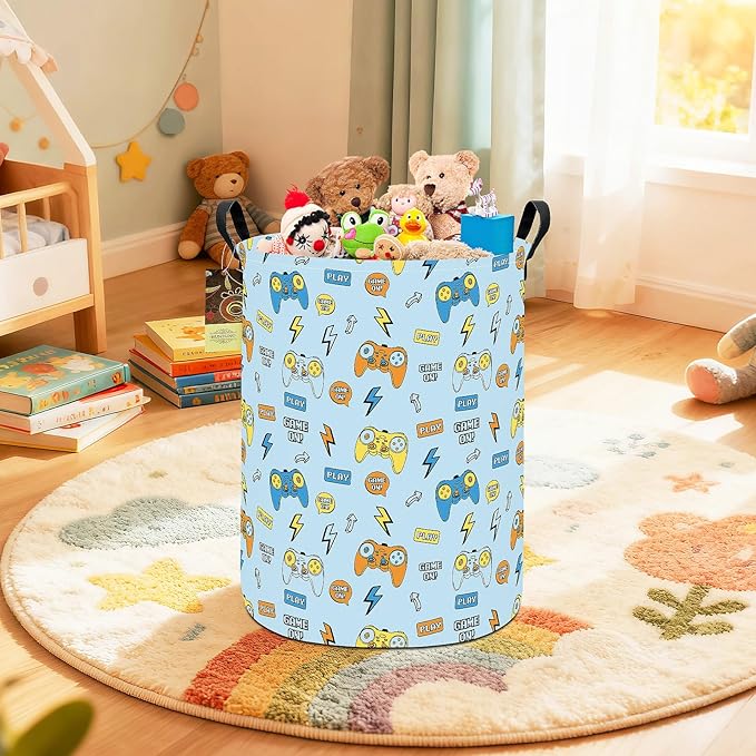 HUNRUNG Laundry Hamper, Large Canvas Fabric Lightweight Storage Basket Toy - Image 5