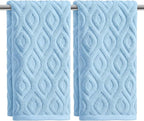 Artoid Mode 2 Pcs Light Blue 3D Diamond Grid Jacquard Hand Towels by ArtoidMode