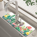 Watercolor Cactus Floral Sink Faucet Absorbing Mat Sink Splash Guard Faucet Mat by Unknown