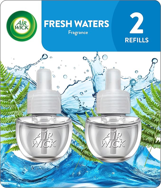 Air Wick plug in Scented Oil 2 Refills, Fresh Waters, Essential Oils, Air by AirWick