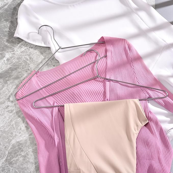 Amber Home 30 Pack Heavy Duty Metal Shirt Coat Hangers, Stainless Steel Clothes - Image 6