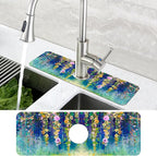 Abstract Watercolor Floral Kitchen Sink Splash Guard Mat Absorbent Fast Drying - Image 4