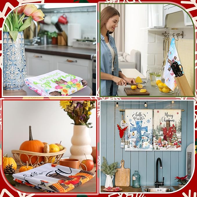12 Pcs Seasonal Kitchen Towels Set - Image 5