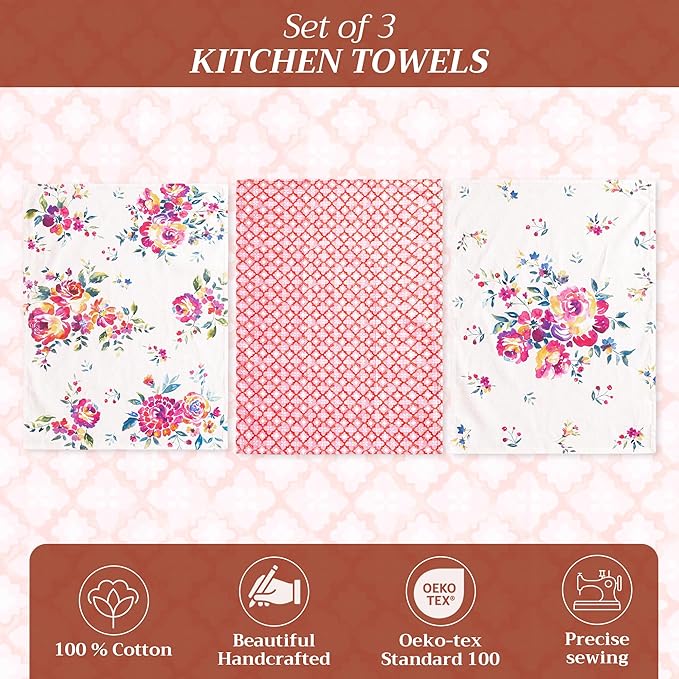 Maison d' Hermine Kitchen Towels Set of 3 100% Cotton 27.50" x 20" Reusable - Image 2
