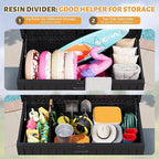 Flamaker Resin Deck Box 250 Gallon, Waterproof Imitation-Wood Lockable Storage Box with Separator Plate Outdoor Indoor, Garden, Patio Furniture for Tools&Pool Accessories (Black) - Image 6