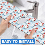 Christmas Snowman with Hat Kitchen Sink Splash Guard Mat Absorbent Fast Drying - Image 6