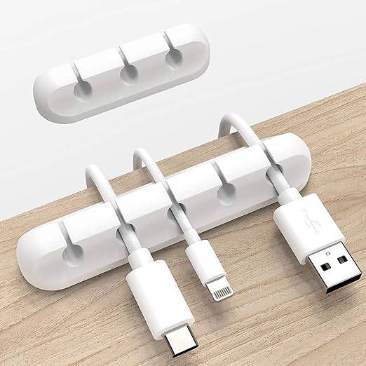 White Cable Clips, Cord Organizer Cable Management, Cable Organizers USB Cable by INCHOR