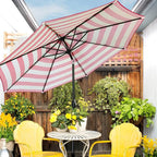 Sunnyglade 9' Patio Umbrella Outdoor Table Umbrella with 8 Sturdy Ribs (Red and White) - Image 6