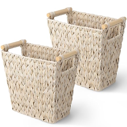 GRANNY SAYS Wicker Waste Baskets, Waterproof Bathroom Trash Can, Waste Basket by GRANNYSAYS