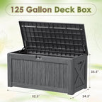 Devoko 125 Gallon Outdoor Storage Box, Waterproof Resin Deck Box for Patio Furniture, Lockable Container for Garden Cushions & Pool Supplies (Gray, 125 Gallon) - Image 7
