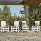 KINGYES Oversized Outdoor Rocking Chair Set of 4, All-Weather Patio Rocking Chairs for Porch, HDPE Outdoor Patio Rockers with High Back & Wide Seat for Garden, Lawn, White - Image 2
