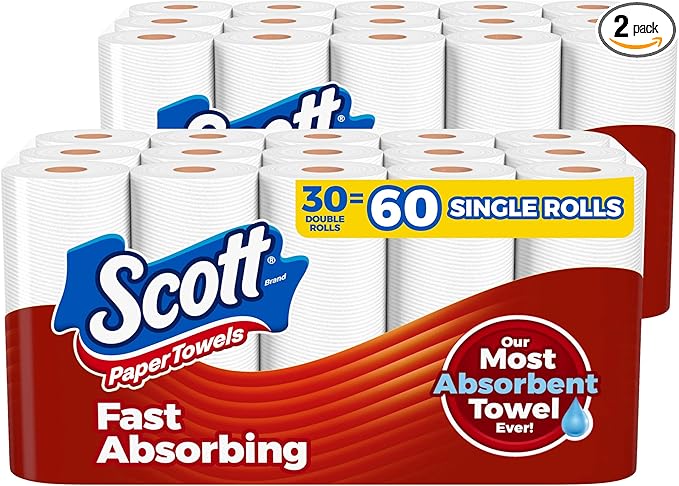 Scott Paper Towels, Choose-A-Sheet, 30 Double Rolls = 60 Regular Rolls by Scott%C2%AE